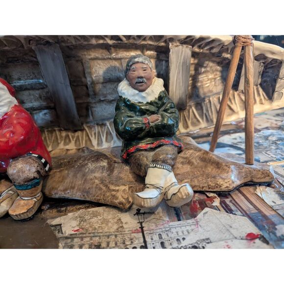 1963 C Alan Johnson Whale Feast Scene - Extremely Rare Inuit Figurine Decor - Picture 4 of 10